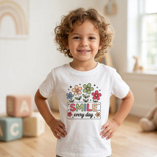 Glimlach Elke Dag Retro Kleurrijke Bloemige Kinder