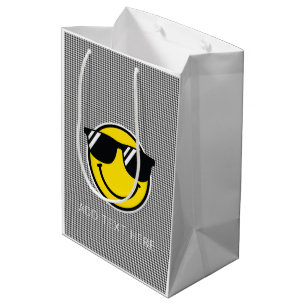 Glimlach Emoji Gelukkig Gezicht Zonnebril Gingham Medium Cadeauzakje