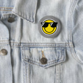Glimlach Emoji Happy Face Zonnebril Gingham Plezie Ronde Button 5,7 Cm (In situ)