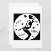 Glimlach en wees blij, grappige stok vrouw bedankkaart (Voorkant / Achterkant)