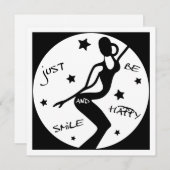 Glimlach en wees blij, grappige stok vrouw feestdagenkaart (Voorkant / Achterkant)