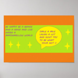 Glimlach en wees blij poster print Thema Beanie