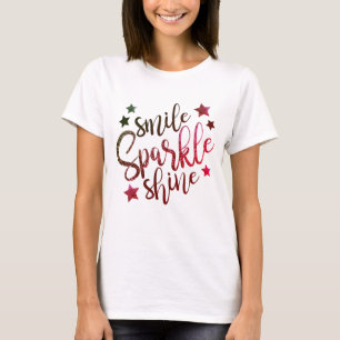 Glimlach, fonkel & straal in paarse gradiënt tinte t-shirt