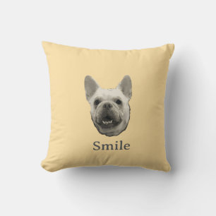 Glimlach Franse Bulldog Beige Kussen