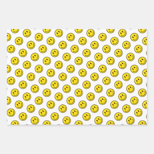 Glimlach Gezicht Emoji's Gelukkig Geel Polka Dot L Inpakpapier Vel (Voorkant 3)