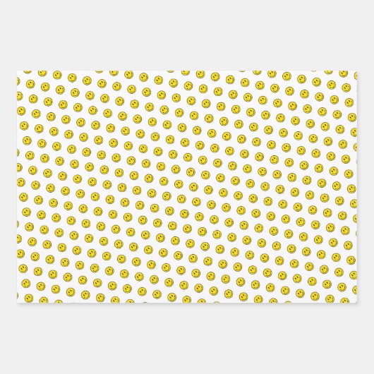 Glimlach Gezicht Emoji's Gelukkig Geel Polka Dot L Inpakpapier Vel (Voorkant 2)