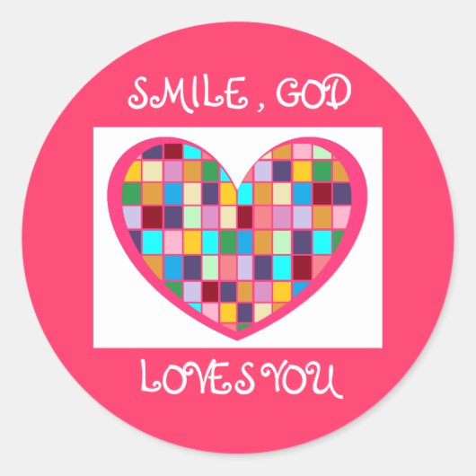 GLIMLACH, GOD HOUDT VAN JE Sticker (Voorkant)