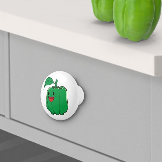 Glimlach Green Bell Pepper Keramische Knop
