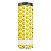 Glimlach Happy Face NAAM Geel Zwart Rood Retro Fun Thermosbeker (Achterkant)