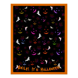 Glimlach Het is Happy Halloween Herfst Spooky Ghos Perfect Poster