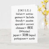 GLIMLACH IN VEEL TALEN - WEES BLIJ OP JE VERJAARDA KAART (Gele Bloem)