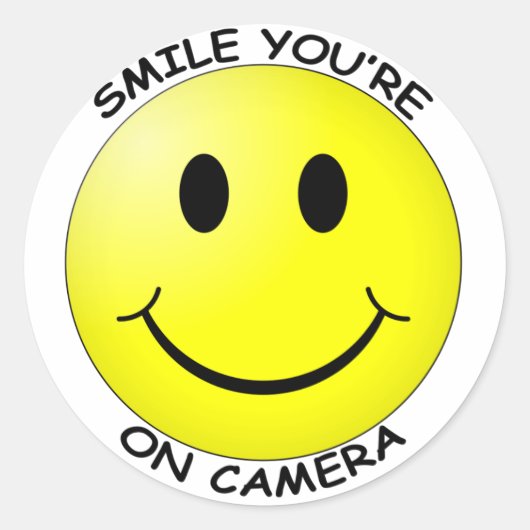 Glimlach je bent op camera ronde Sticker (Voorkant)