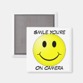 Glimlach Je bent op Camera Square Magnet Magneet (Voorkant / Achterkant)