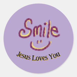 Glimlach Jezus Houdt van Jou Christelijk  Ronde Sticker