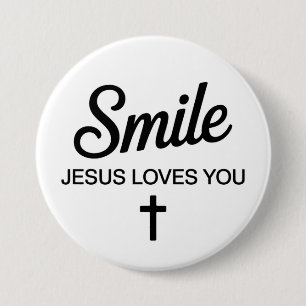 Glimlach Jezus Houdt Van Jou Ronde Button 7,6 Cm