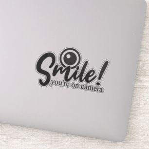 Glimlach op je cameraborden sticker