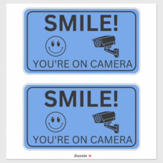 Glimlach op je cameraborden, videobewaking sticker