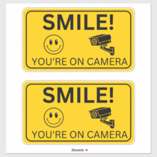 Glimlach op je cameraborden, videobewaking sticker