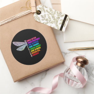 Glimlach van de Libel Vaak Positief Denken Quote Ronde Sticker