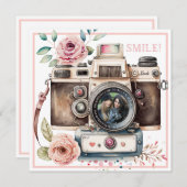 glimlachen |  camera Birthday-fotokaart (Voorkant / Achterkant)