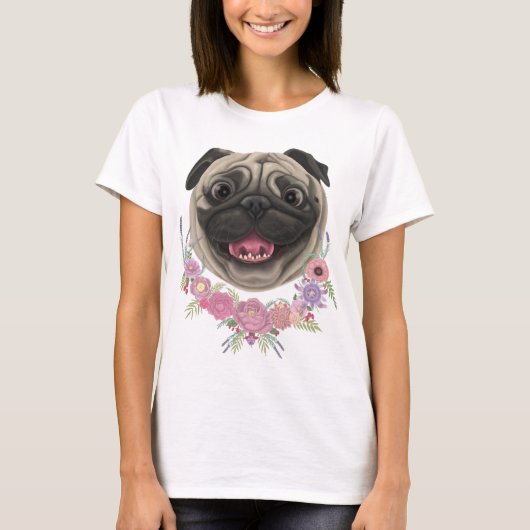 glimlachen Derpy Pug T-shirt (Voorkant)