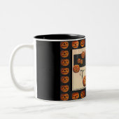  glimlachen Halloween Jack o'Lantern Tweekleurige Koffiemok (Links)