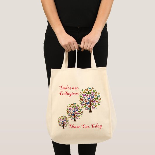 Glimlachen is besmettelijk tote bag (Voorkant (product))