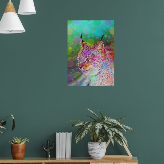 glimlachen, kleurrijke lynx - abstract poster (Woonkamer 1)