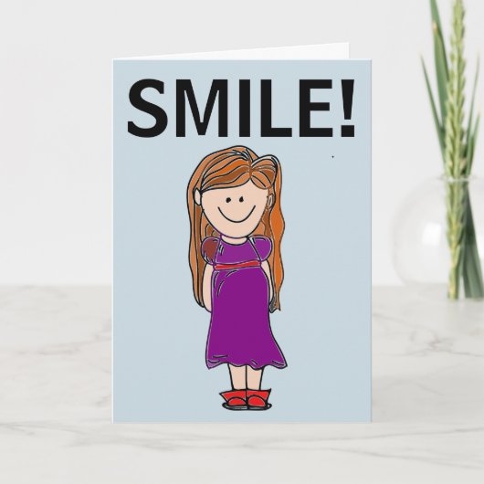 GLIMLACHEN! MEISJE VERJAARDAGSKAART KAART (Voorkant)