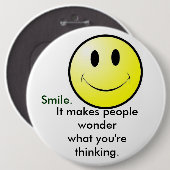 glimlachen ronde button 6,0 cm (Voorkant /achterkant)