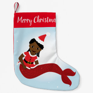 glimlachen Smermaid African America Santa Outfit Kleine Kerstsok