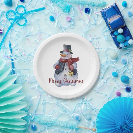 glimlachen Snowman Papieren Bordje (Feest)