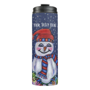glimlachen Snowman Pet Scarf String-kerstlampjes Thermosbeker