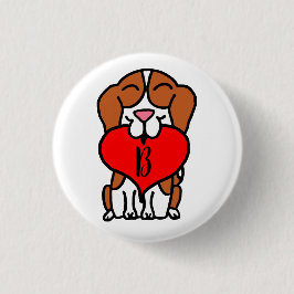 glimlachen van Beagle Heart Monogram Ronde Button 3,2 Cm