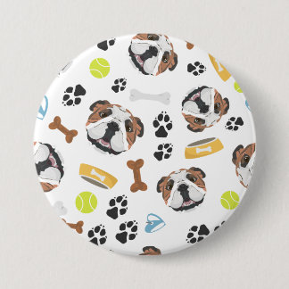 glimlachen van Dog English Bulldog Ronde Button 7,6 Cm