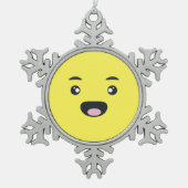 glimlachen van Emoji Tin Sneeuwvlok Ornament (Voorkant)