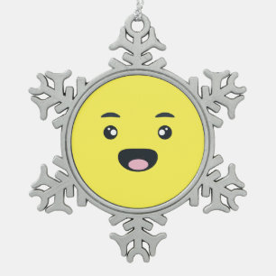 glimlachen van Emoji Tin Sneeuwvlok Ornament