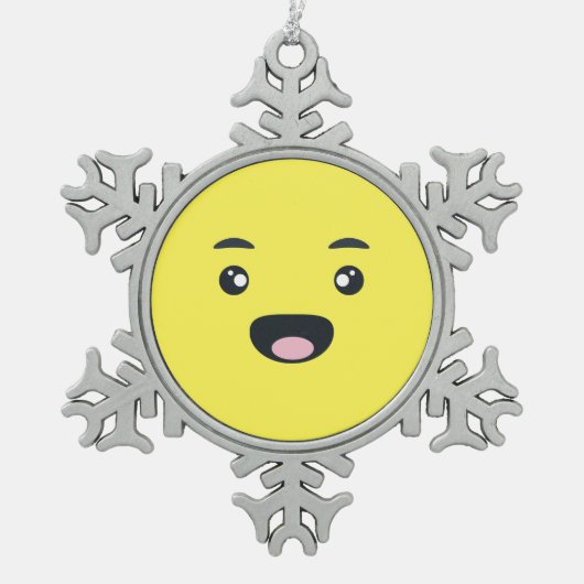 glimlachen van Emoji Tin Sneeuwvlok Ornament (Voorkant)