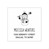 glimlachen van Snowman in rond gebreid Pet en Scar Rubberstempel (Afrduk)