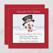 glimlachen van Snowman - uitnodiging van de Birthd (Voorkant / Achterkant)