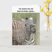glimlachen van Zebra Birthday Kaart (Gele Bloem)