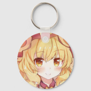 Glimlachend blond meisje met amber ogen anime mang sleutelhanger