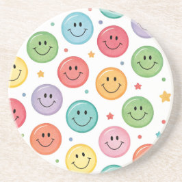 Glimlachend Emoji Patroon Zandsteen Onderzetter