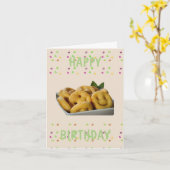 Glimlachend eten Verjaardag Kaart (Gele Bloem)