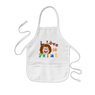 glimlachend gezicht Bruin haar Schilder Apron Kinder Schort
