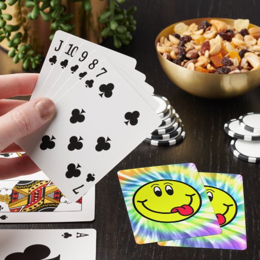 Glimlachend gezicht Emoji Tie Dye Design Speelkaar Pokerkaarten (Insitu)