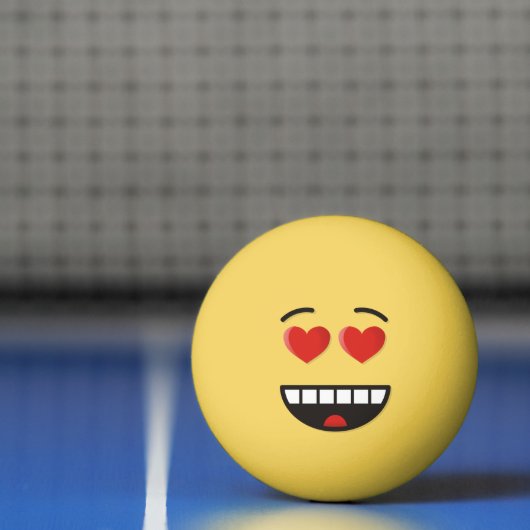 Glimlachend gezicht met hartvormige ogen Ping Pong Pingpongballen (Net)