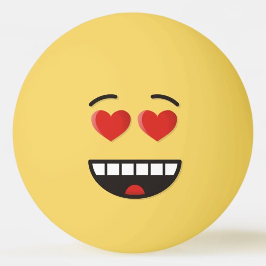 Glimlachend gezicht met hartvormige ogen Ping Pong Pingpongballen (Voorkant)