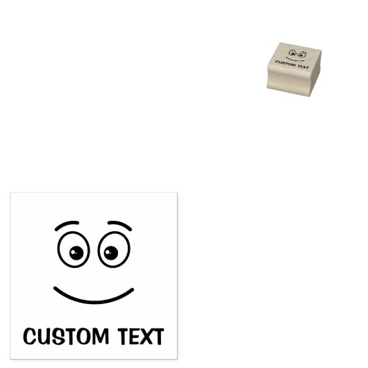 Glimlachend gezicht met open ogen Rubber Stamp Rubberstempel (Gestempeld)