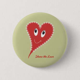 Glimlachend Hart Valentijnsdag Ronde Button 5,7 Cm